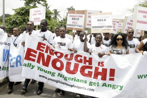 Youths rallying against corruption